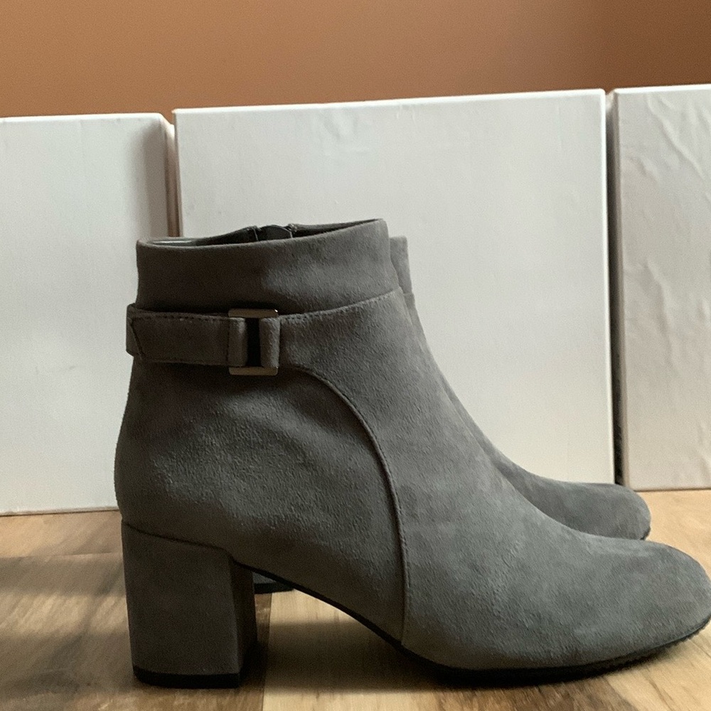Neiman Marcus Zaza Grey Suede Anke Boot